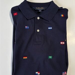 Brooks Brothers Dark Blue Polo with Flag Accents